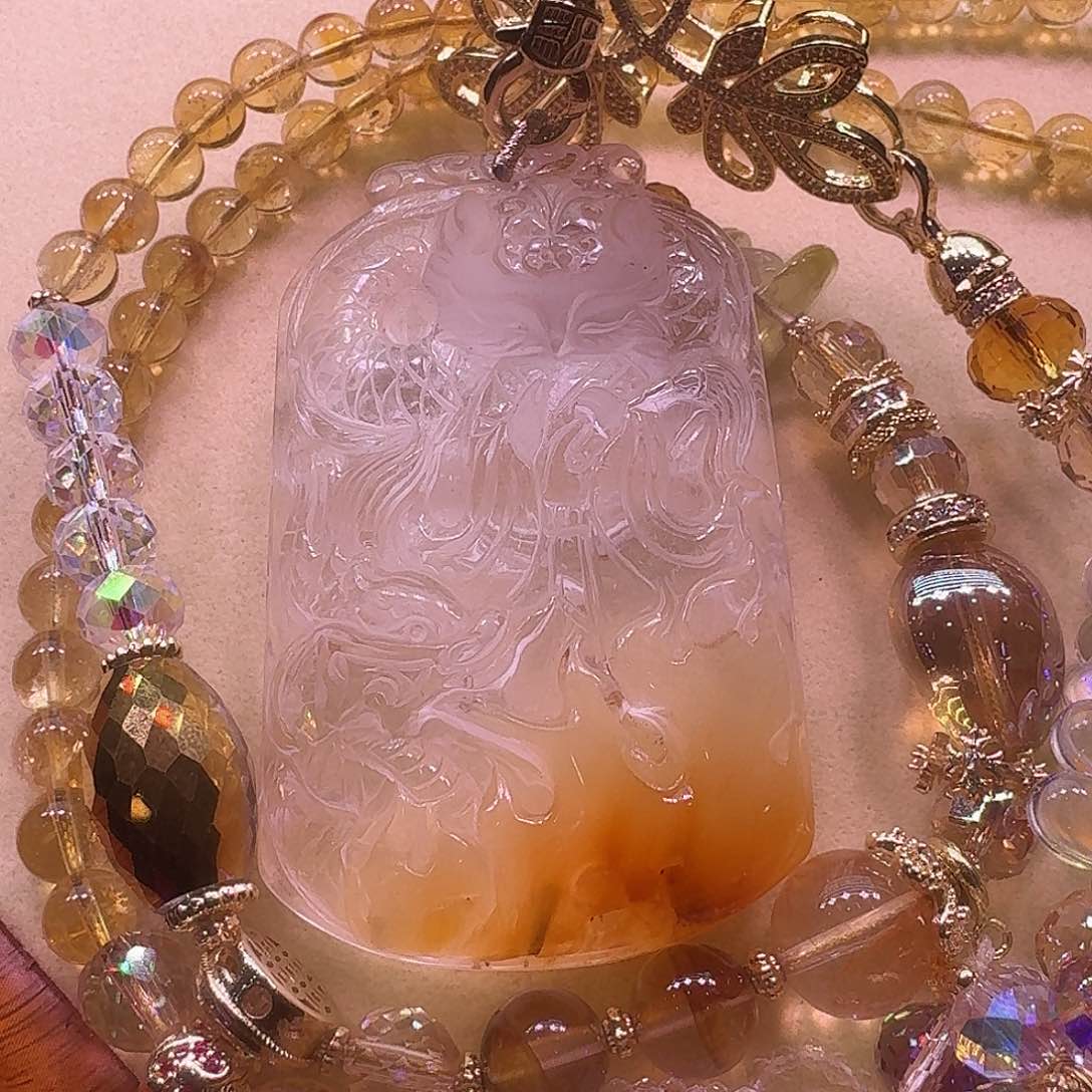 水晶颈饰未镶嵌天然水晶狐狐吊坠