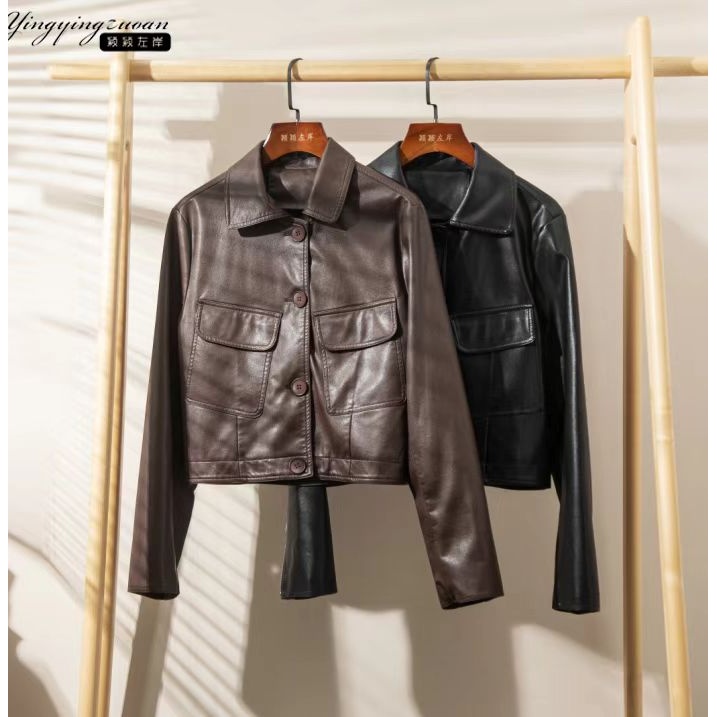 2025秋季新款休闲绵羊皮外套女韩版宽松皮休闲百搭夹克小外套ZB2