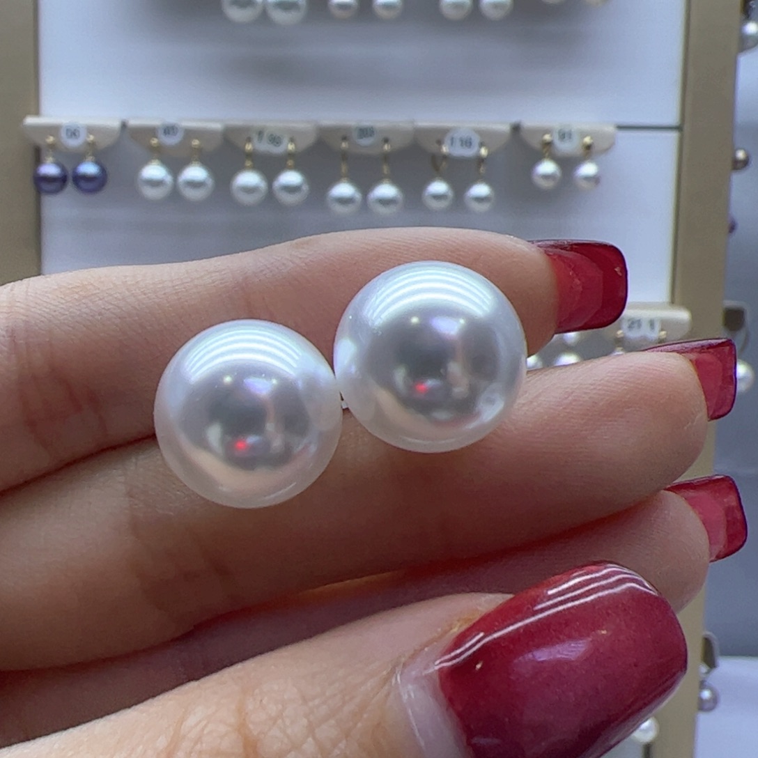 淡水珍珠耳饰18K金镶嵌