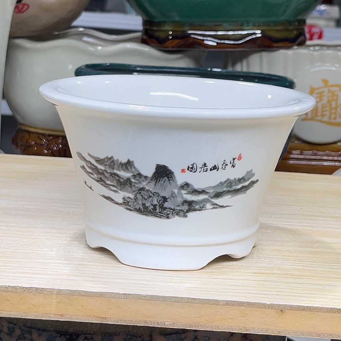陶瓷绿植多肉微瑕贴花盆口径15*9