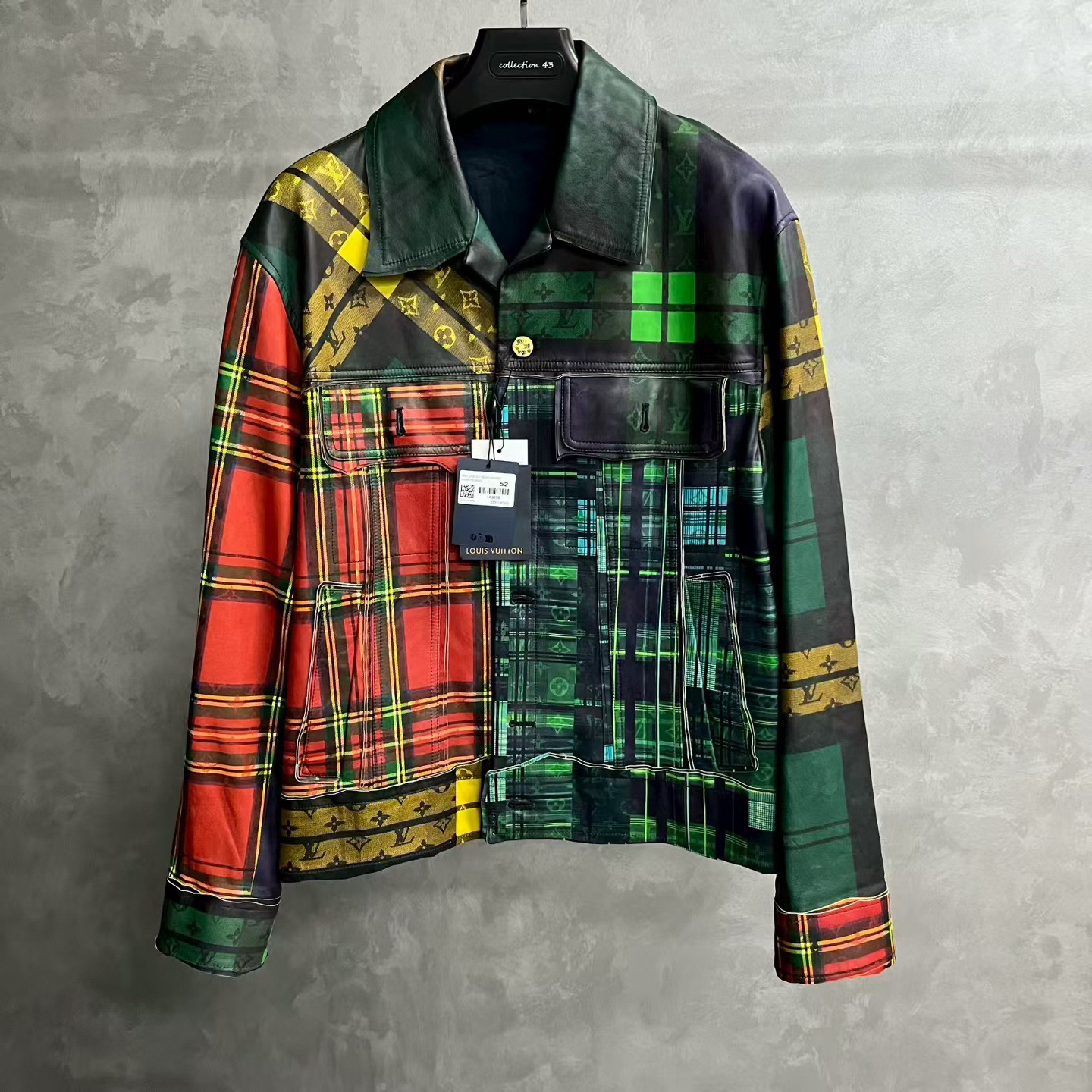 louis vuitton多色满印花翻领皮衣夹克外套/52