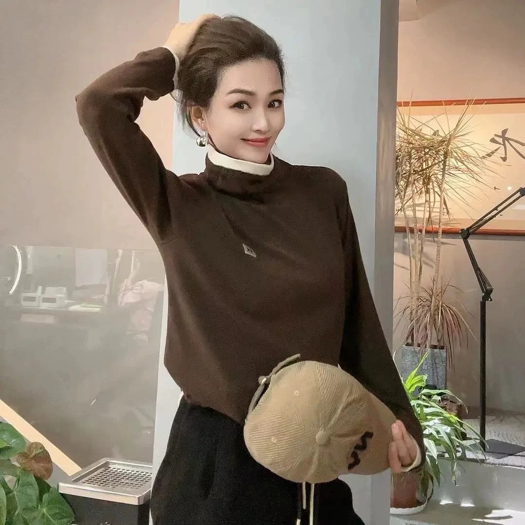 6911必留气质咖色针织衫B7-1