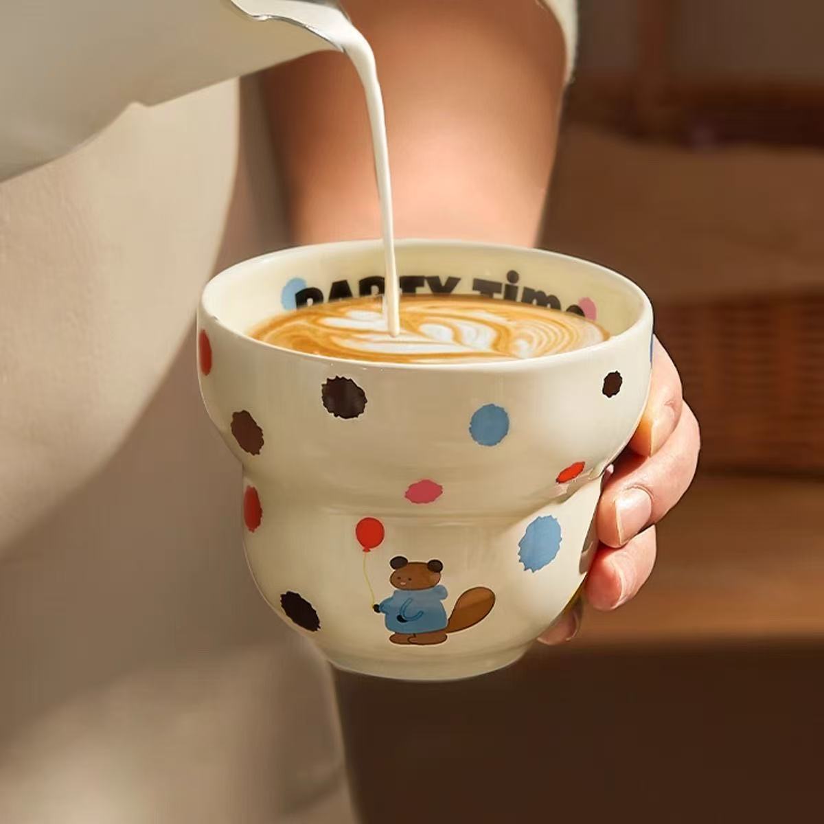 陶瓷拿铁拉花叠叠咖啡杯