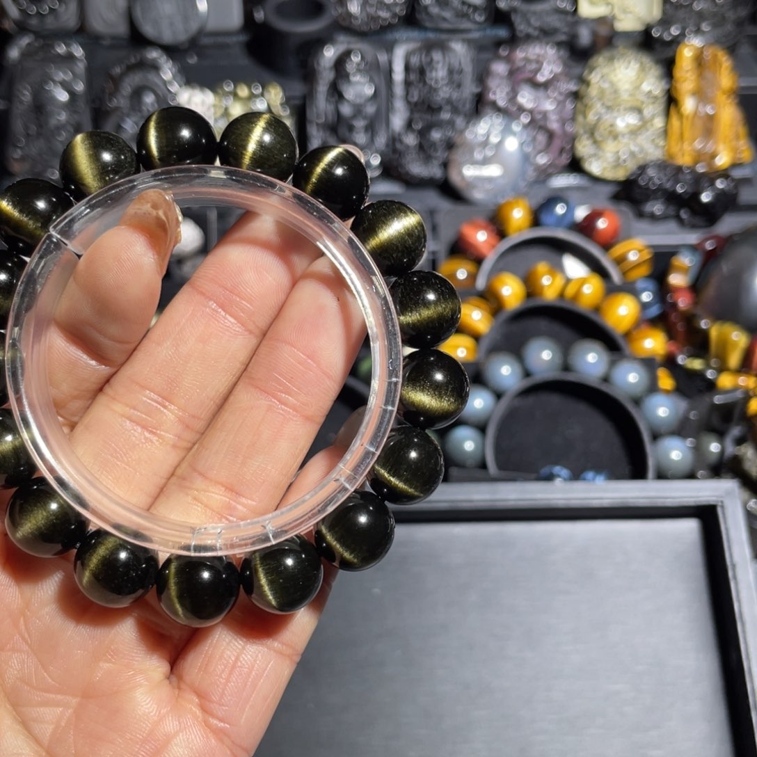 黑曜岩手串未镶嵌小*洋12mm