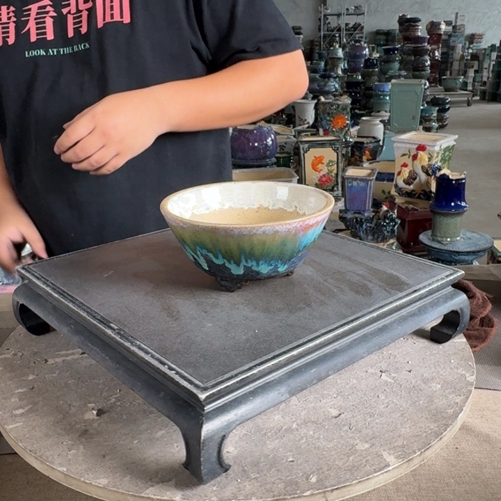 。一风堂石湾花盆 盆口收缩 内13*6