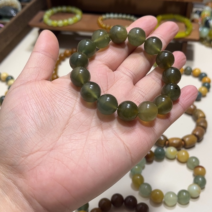 蛇纹石玉未镶嵌手链卡14