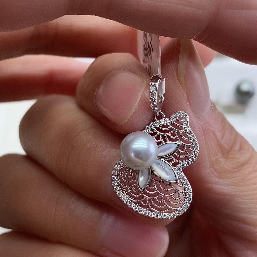 吊坠(不含链)海水珍珠银S925镶嵌@@D0005