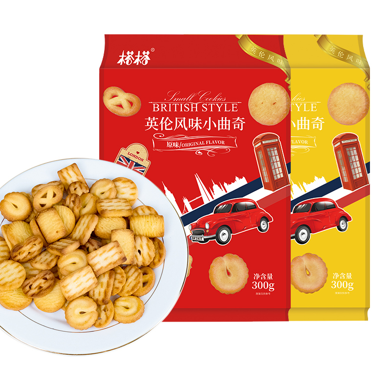 榙榙英伦风味原味曲奇小饼干300g*1包休闲网红零食小吃代餐下午茶