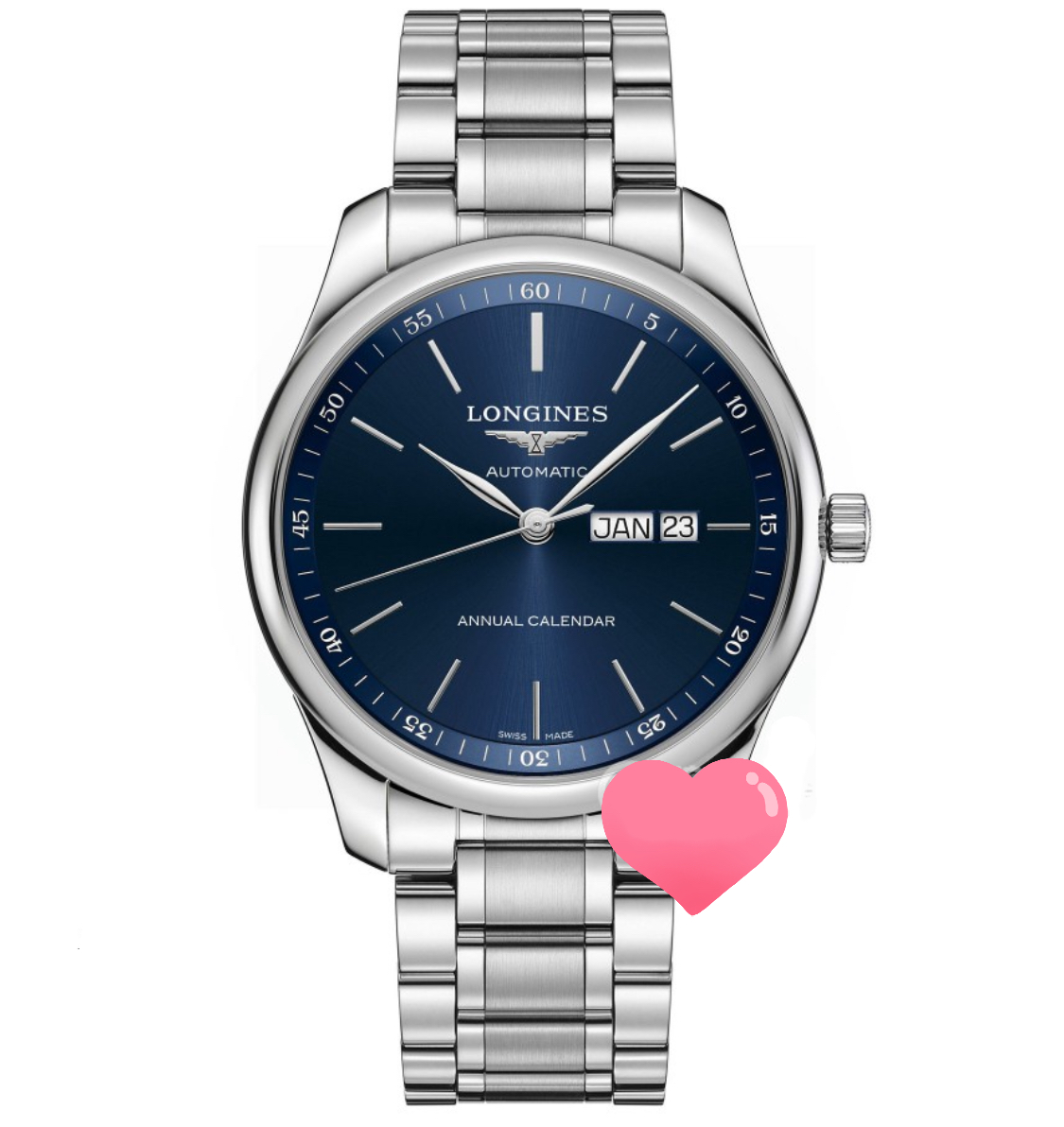 99新 Longines/浪琴 /名匠920蓝条丁钢/表径42/自动机械男表