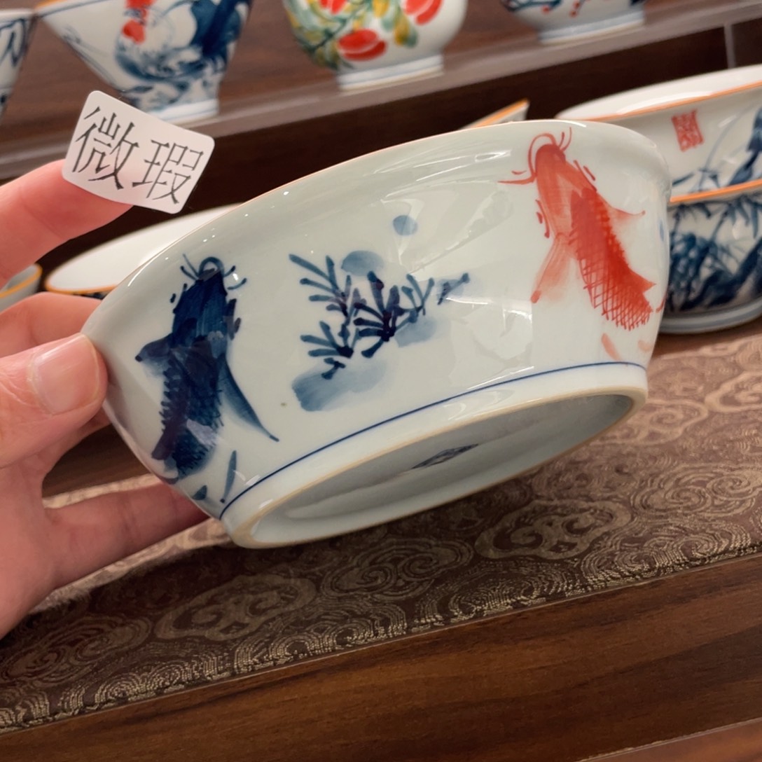 釉下手绘茶具微瑕