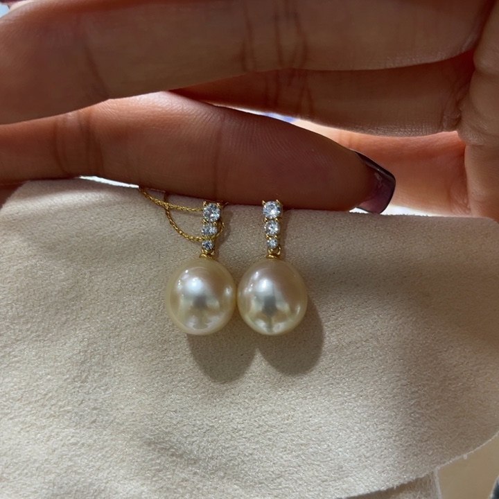 海水珍珠耳饰银S925镶嵌