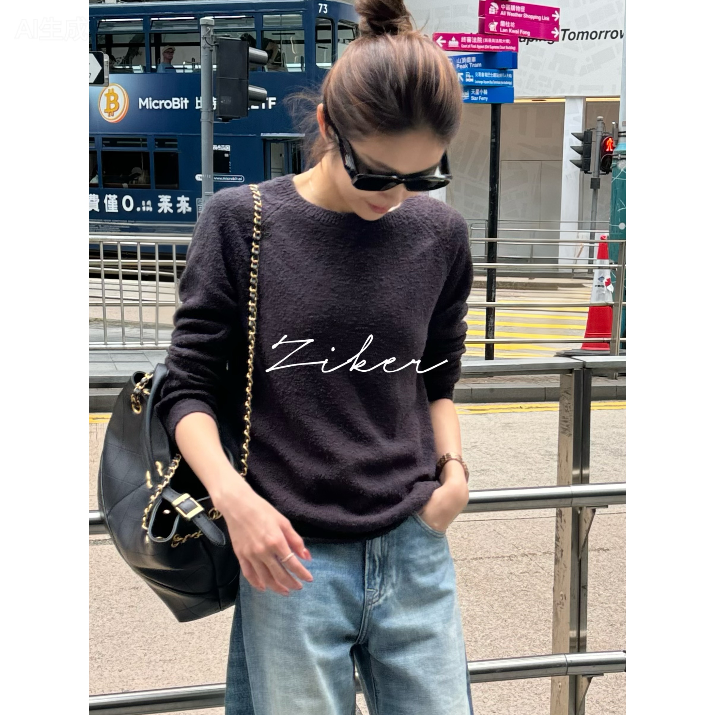 ZIKER｜Row“天鹅颈”匹马棉博主极奢圈圈纱打底针织毛衣