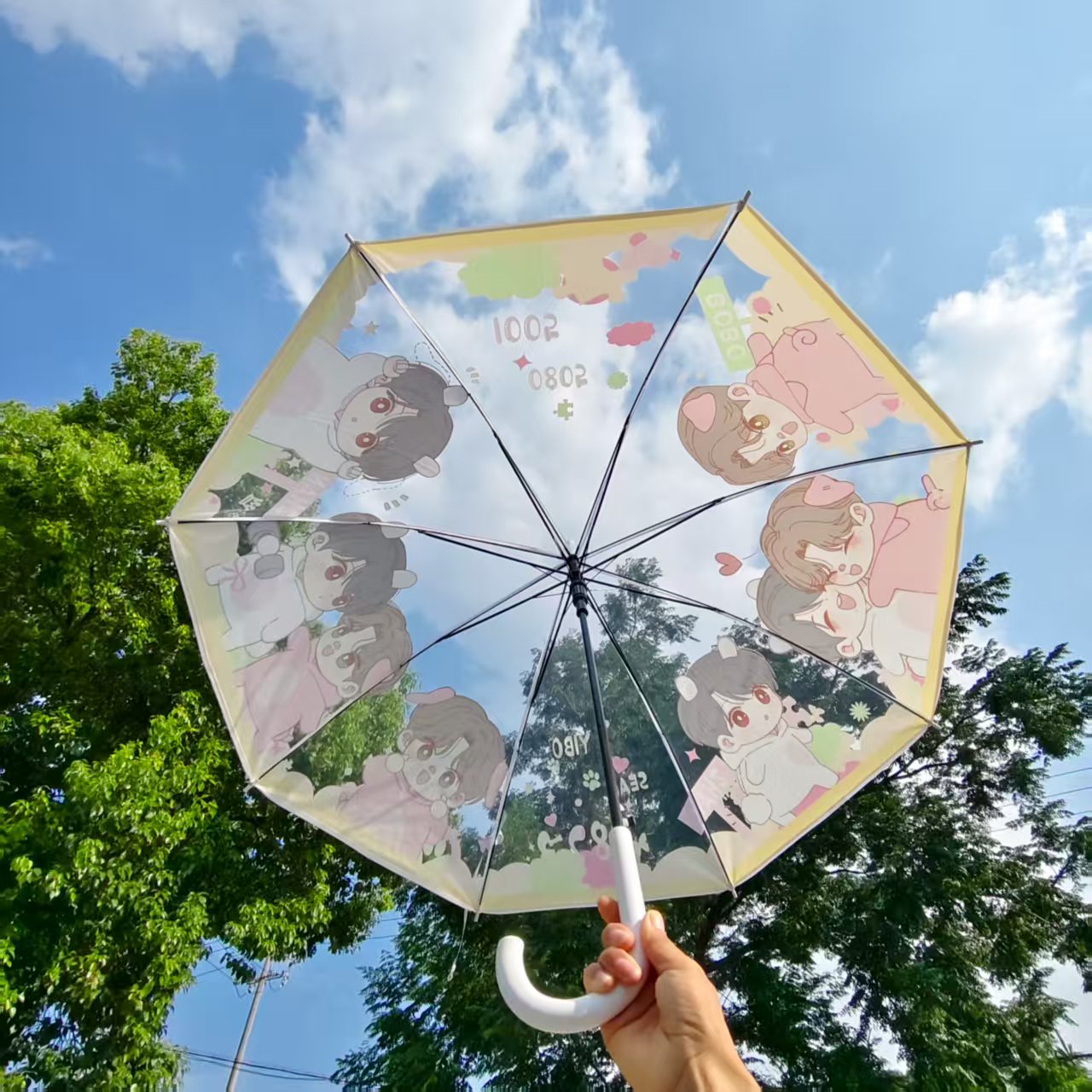 DIY一把起定制雨伞印花透明三折直杆伞布伞高颜值伞下单联系客服