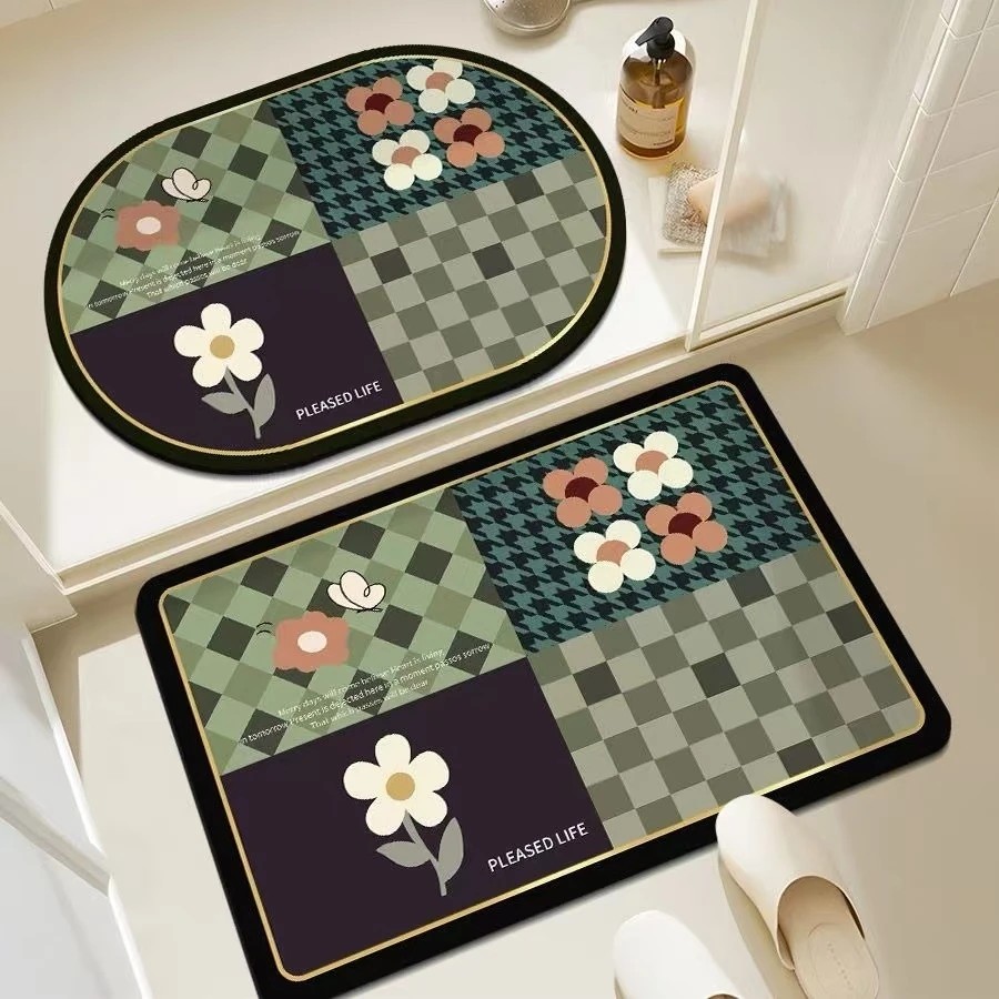 B101【50*80cm】硅藻泥入户门垫喜庆玄关厨房浴室防滑免洗地毯地垫