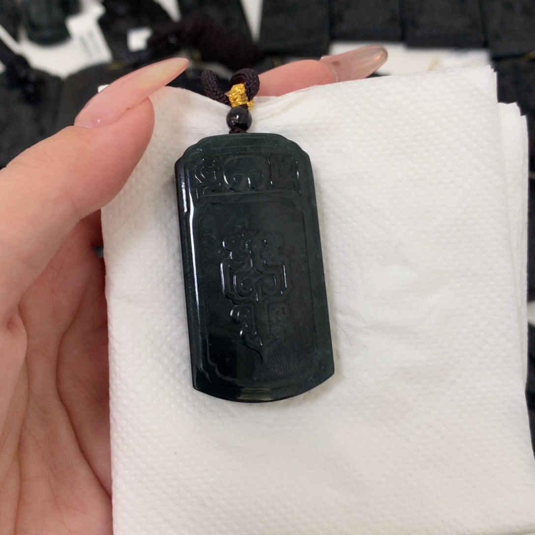 翡翠未镶嵌挂件天然缅甸a货钢琴黑挂件