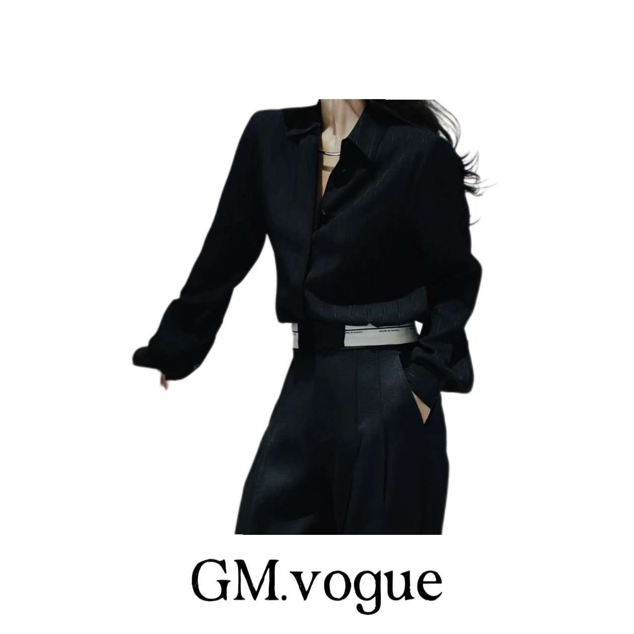 【肆姐高定】V领醋酸抽绳纹理套装XY1148