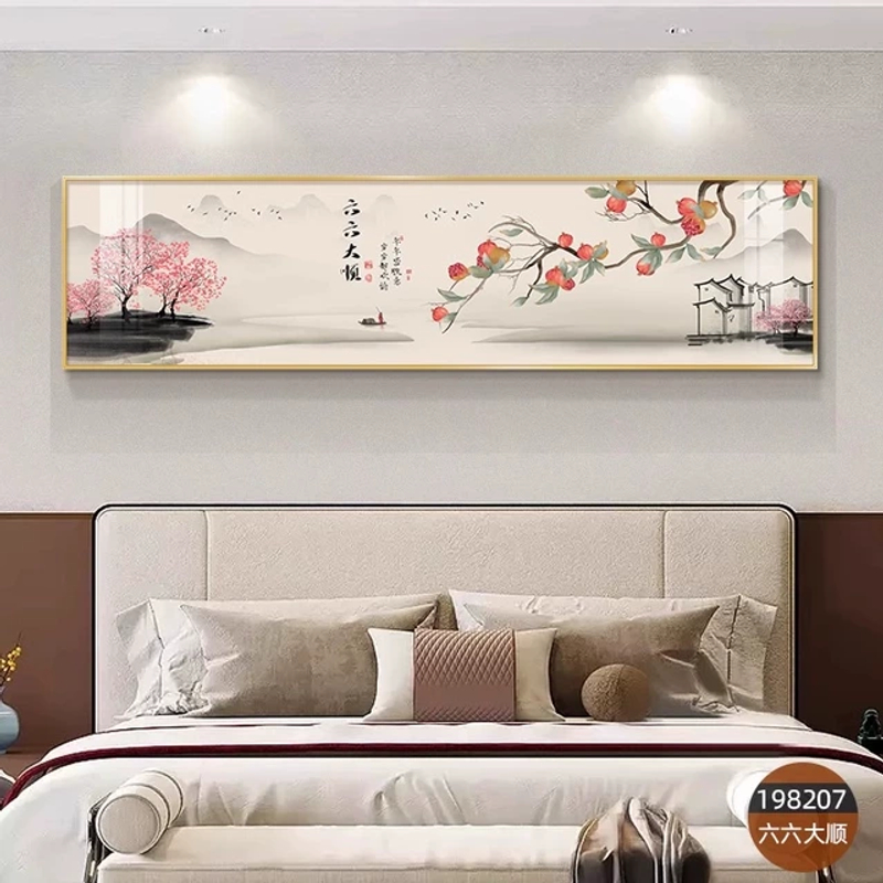 【事事顺心-卧室】卧室装饰画中国风主卧壁画新中式寓意好床头挂画