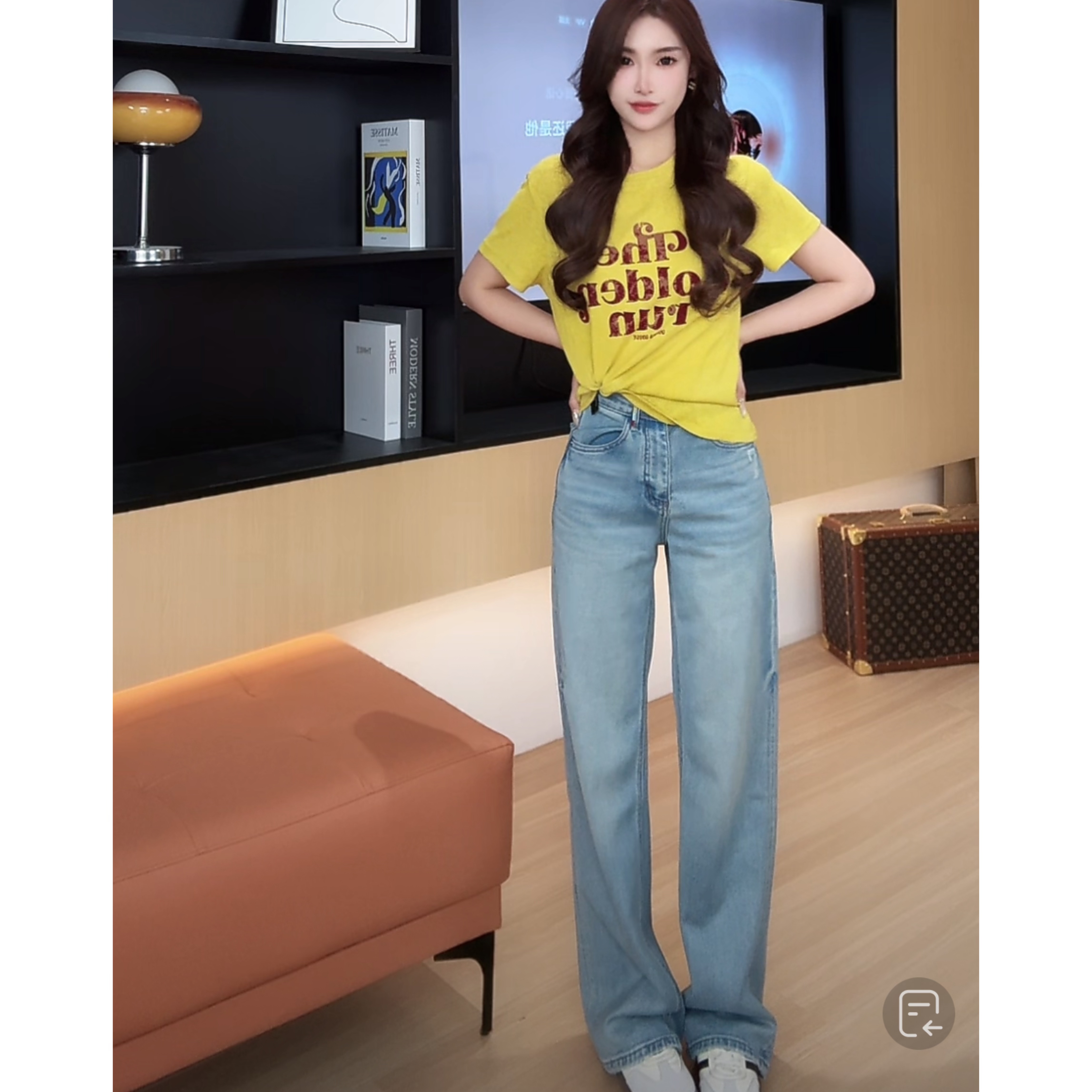 【TTIAN】湖水蓝牛2025春季新款垂感刺绣牛仔裤TT-9001