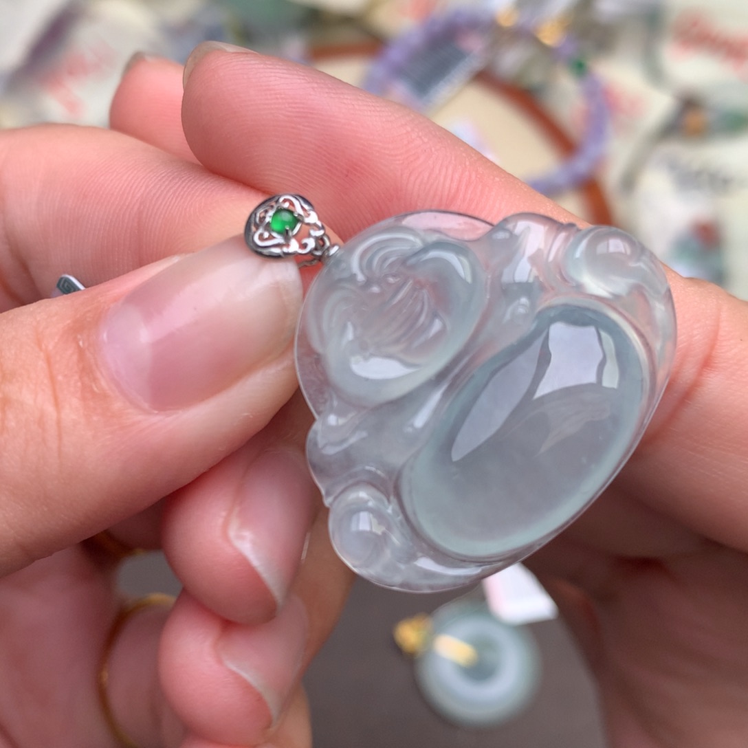 【闪购商品】翡翠挂件18K金镶嵌一