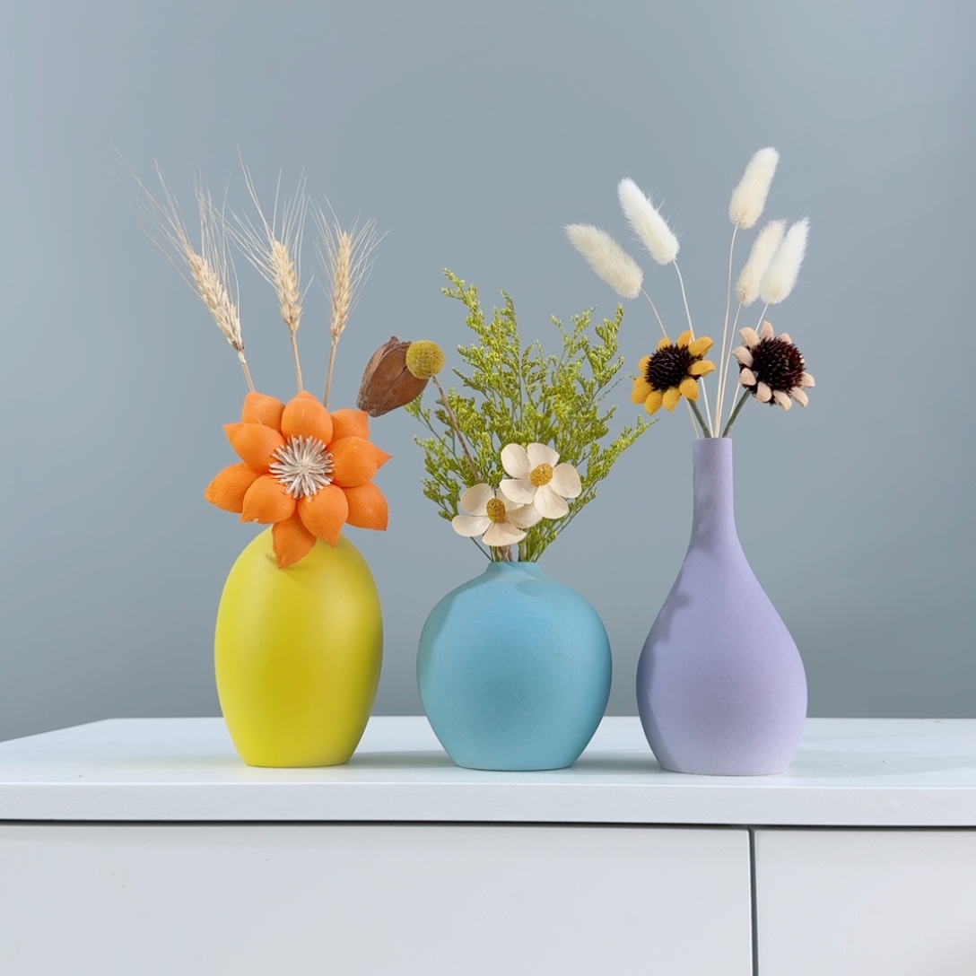 摆件陶瓷花瓶摆件含花总高约20-30cm