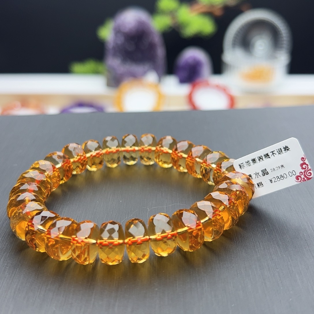 水晶手链未镶嵌黄水晶13mm28.29