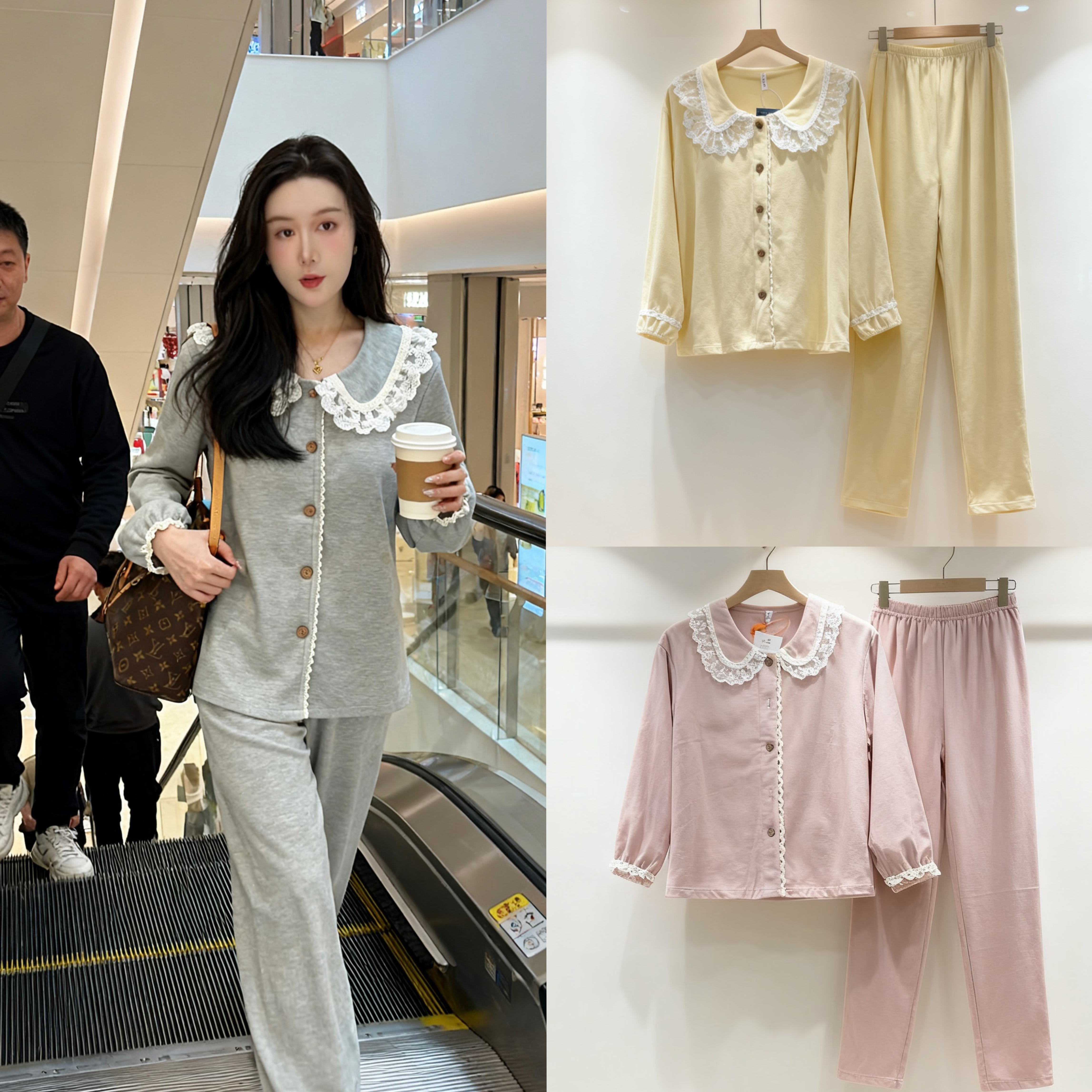 2025冬季新款睡衣女家居服柔软亲肤羊绒加厚保暖带胸垫可外穿显瘦