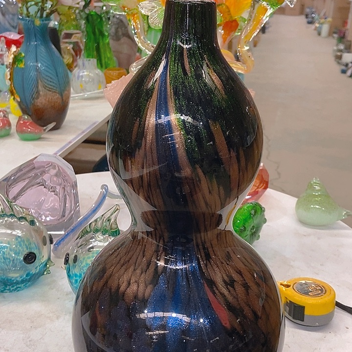 琉璃琉璃花瓶高42口3