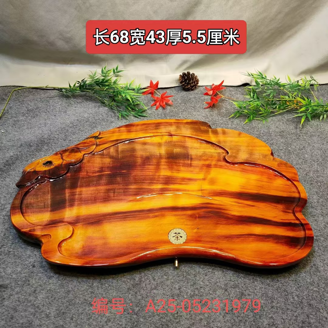 缅甸大叶红豆杉茶盘茶盘热卖传统手工艺家用客厅木制木质工艺品