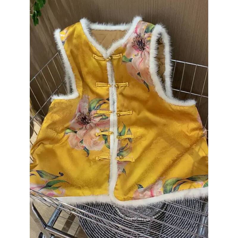 园园【芙蓉】新中式提花复古百搭国风加厚马甲2024D0248