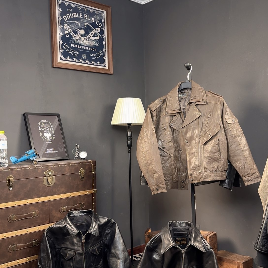 7***5羊皮双领港风绿色XL