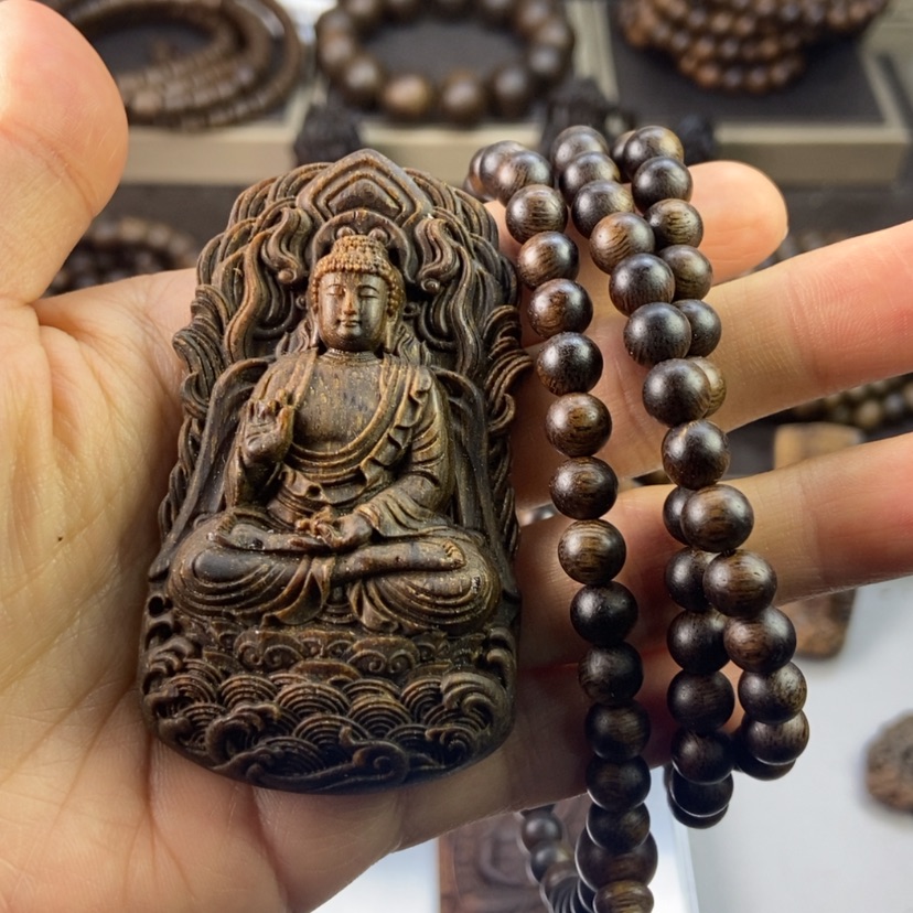 【闪购商品】沉香手串愚****）越南白棋沉香木吊坠