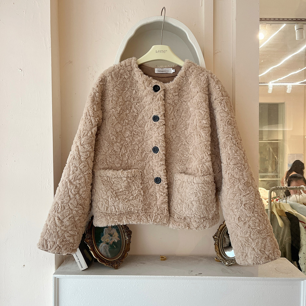 LHTE青青大码女装 冬款环保草草毛毛大衣外套A1977棕色