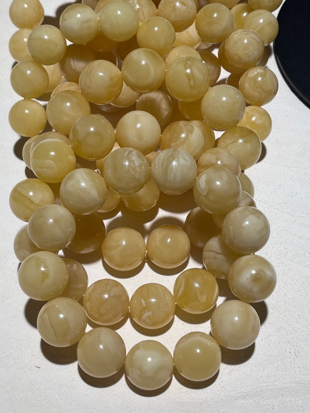 满蜜满蜡奶白妖花蜜蜡手串17mm+多样性发一件