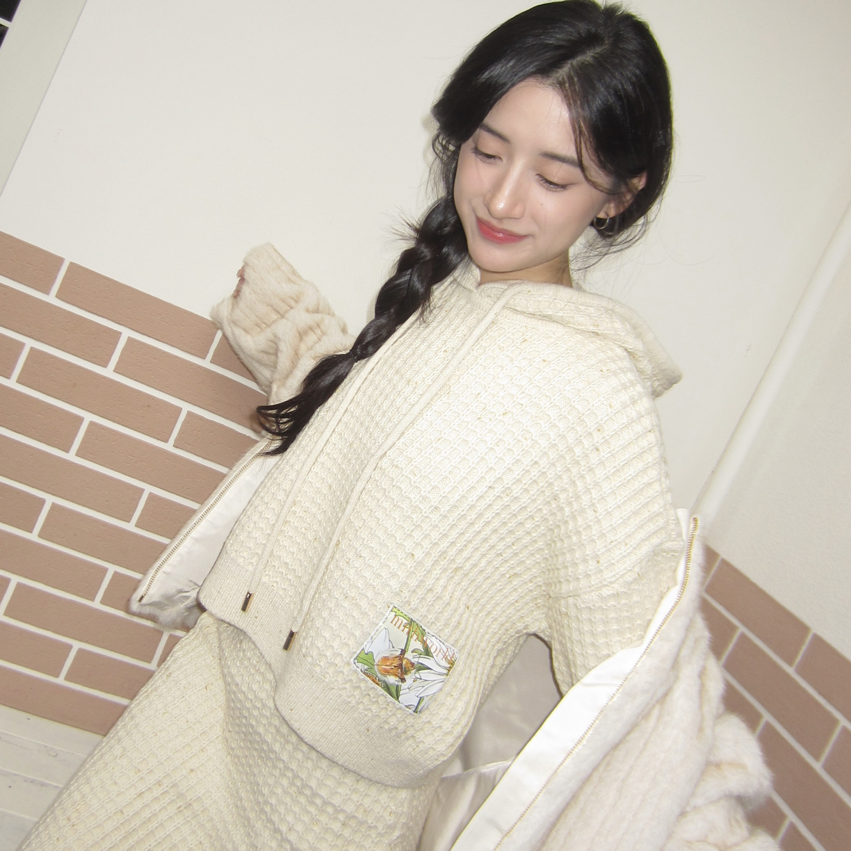 mithworld/华夫格纹帽兜针织