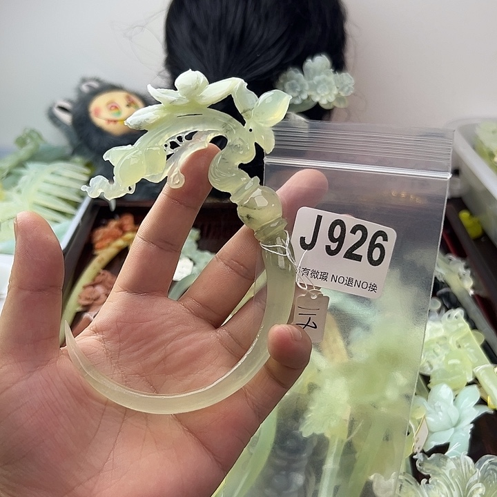 猫***猫蛇纹石玉合金发饰