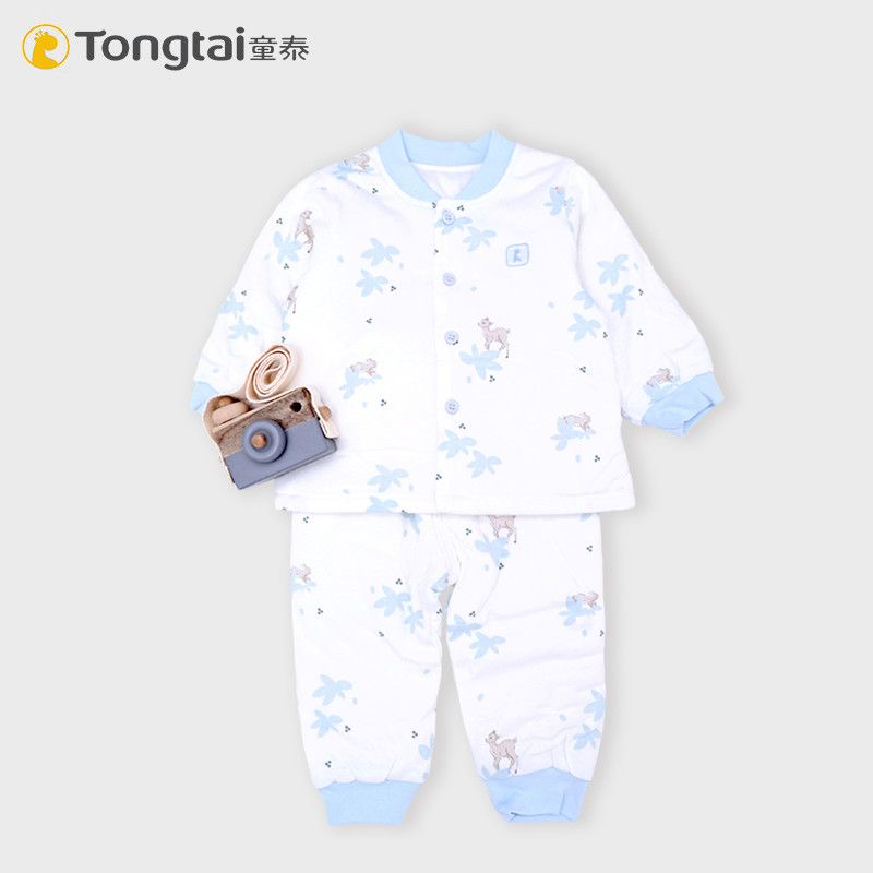 Tongtai/童泰25年新款宝宝秋冬纯棉60克对开分体夹棉套装