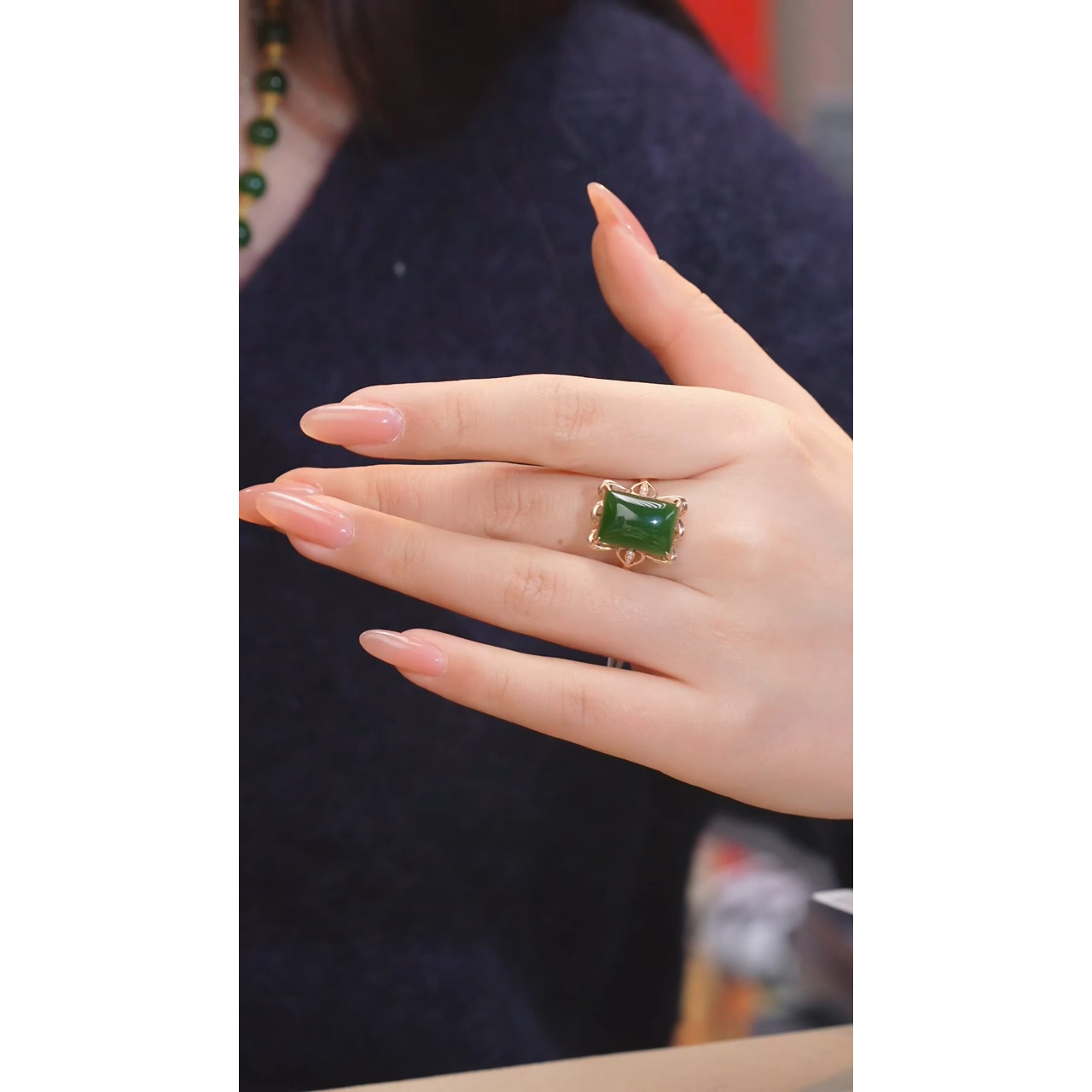 【闪购商品】和田玉戒指18K金镶嵌多样性发@@U2090