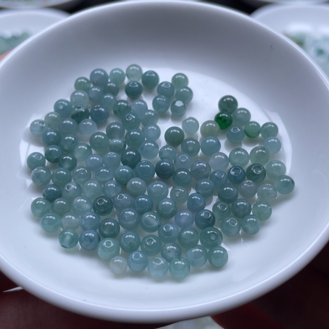 翡翠散珠冰蓝珠子卡4发100
