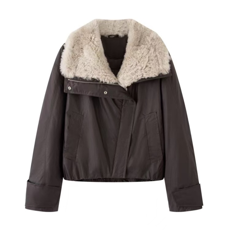 艾诺丝商场同款2025冬装新品时尚保暖短款羊毛领羽绒服外套女4163