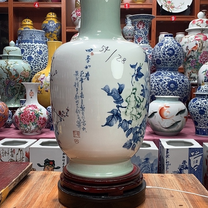 活***下景德镇陶瓷手工手绘花瓶摆件