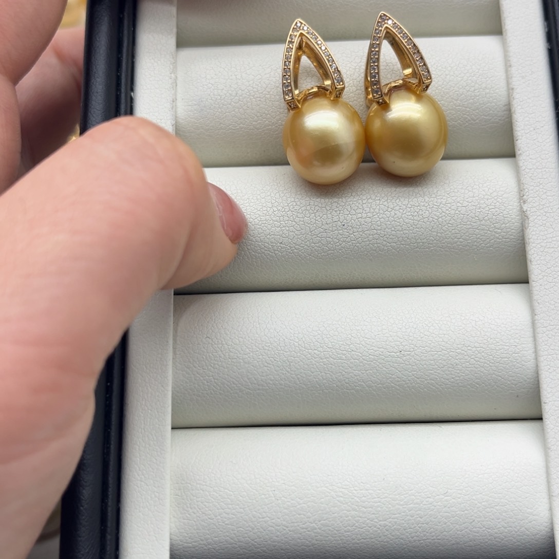 海水珍珠银S925镶嵌耳饰