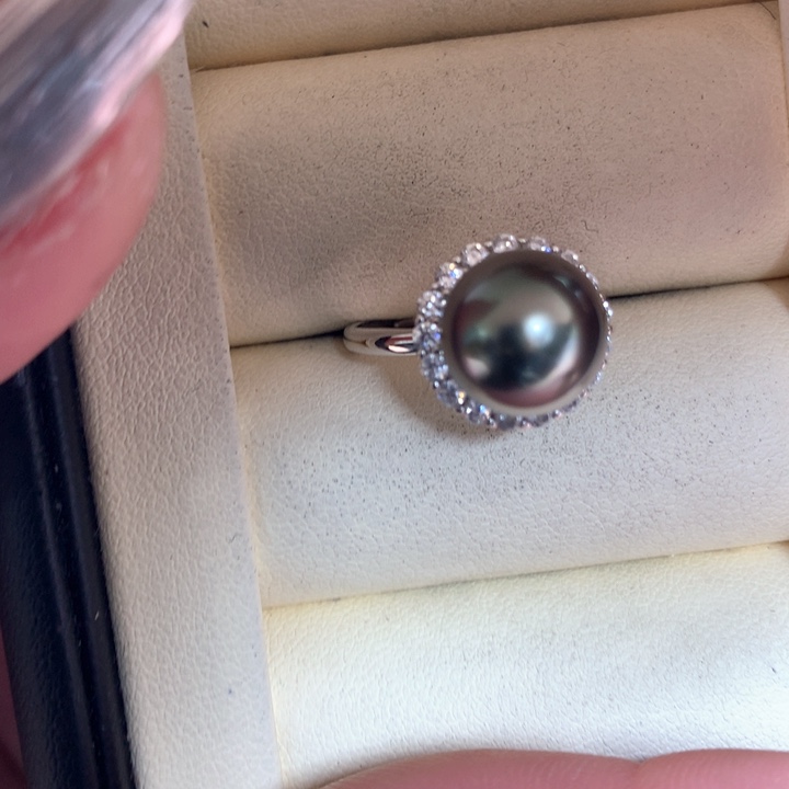 银S925镶嵌戒指海水珍珠