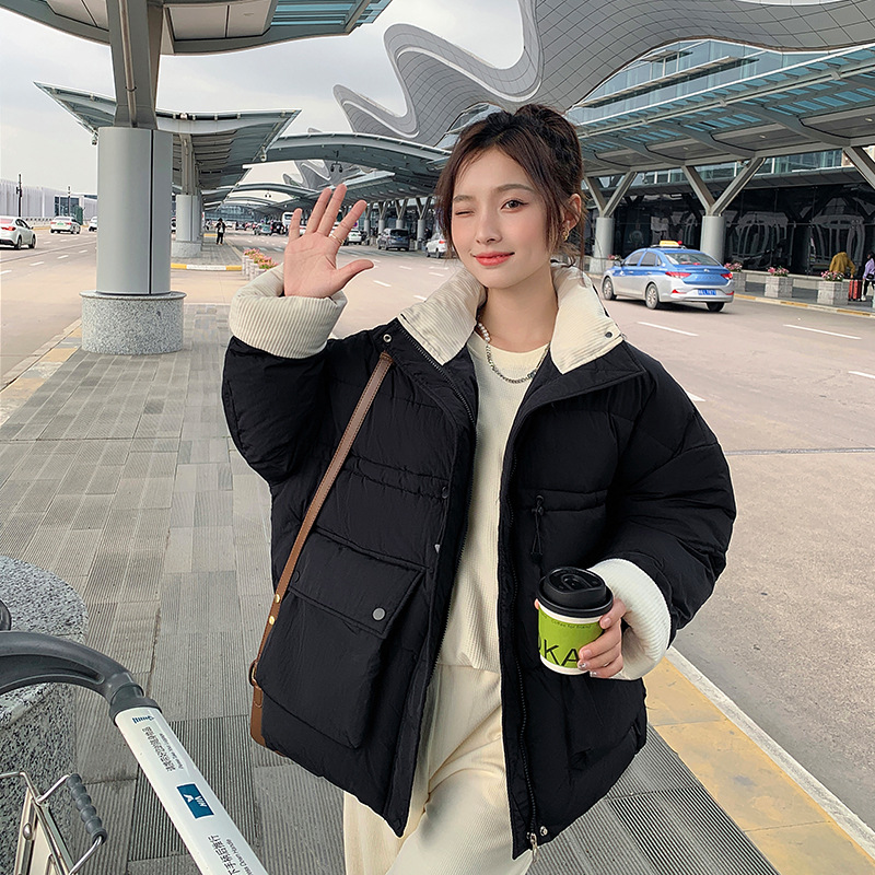 丝绵时尚棉服女立领面包服韩版百搭显瘦学生洋气棉袄2024秋冬棉衣