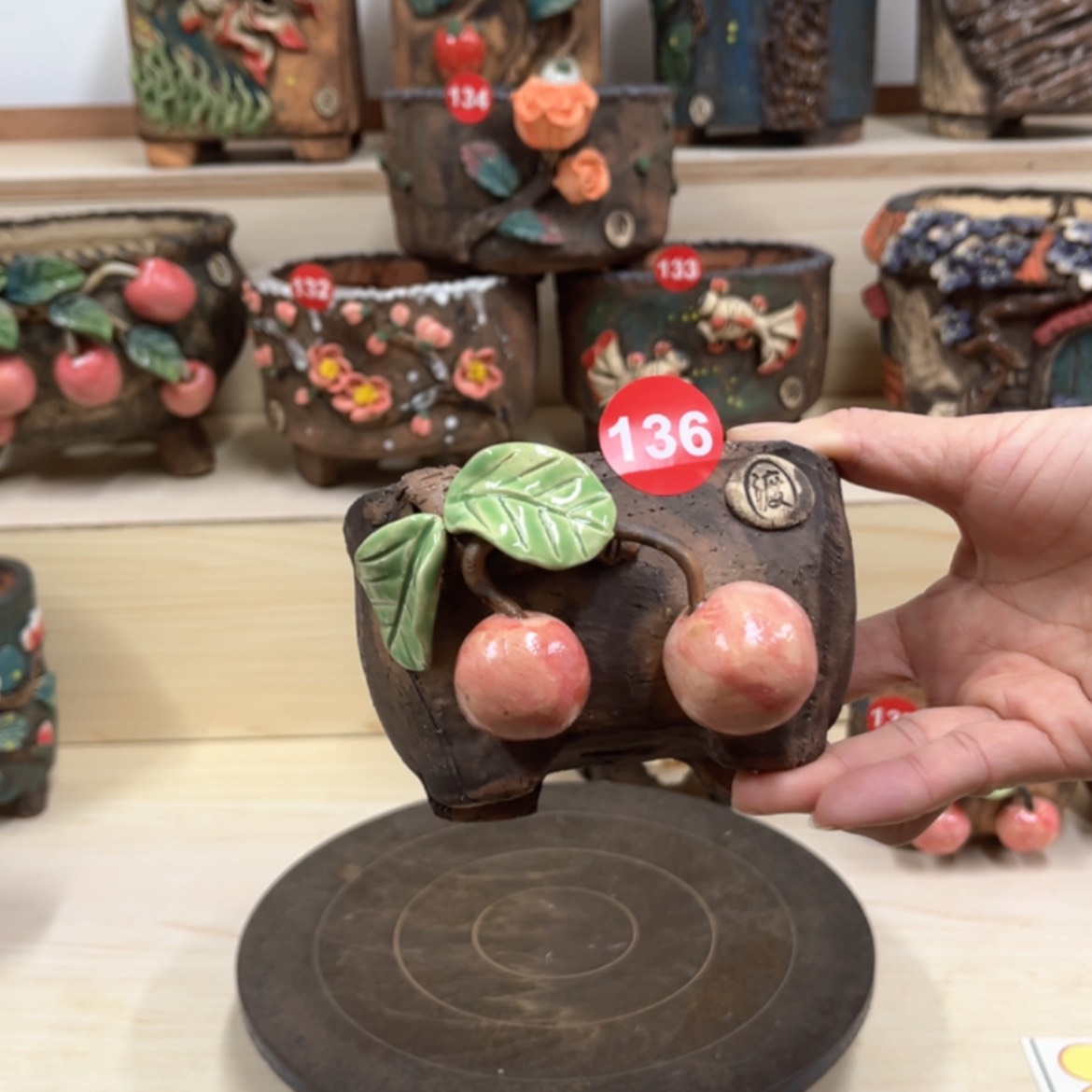 【闪购商品】紫砂花盆136内口径 10×7，带脚高8