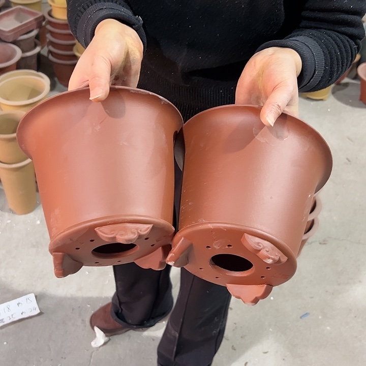 紫砂花盆微瑕三足云脚两个3号