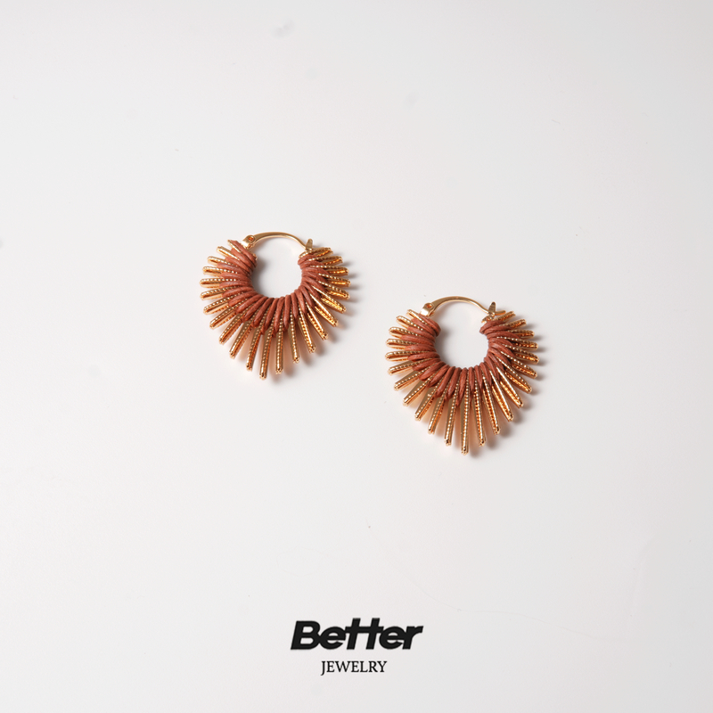 铜合金皮质耳饰 TC102 摩卡波光芭比耳钉