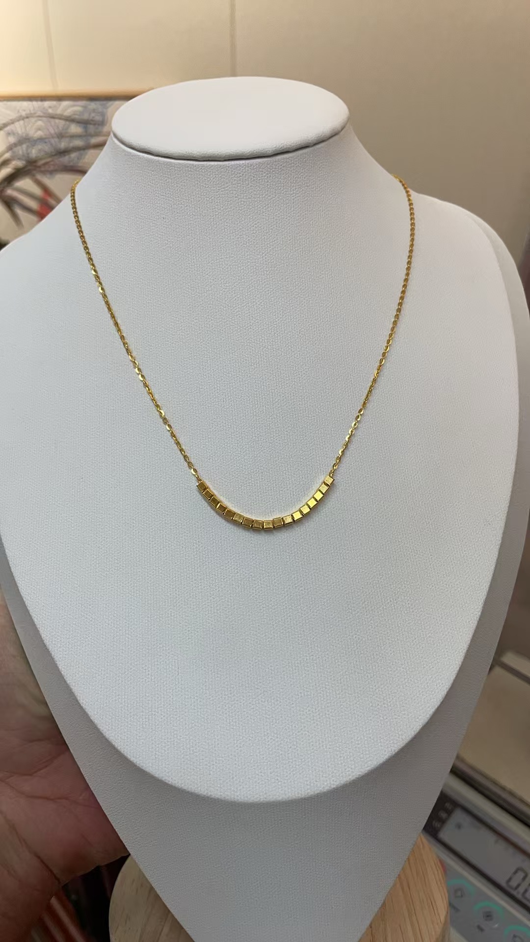 足金5G精工方糖套链