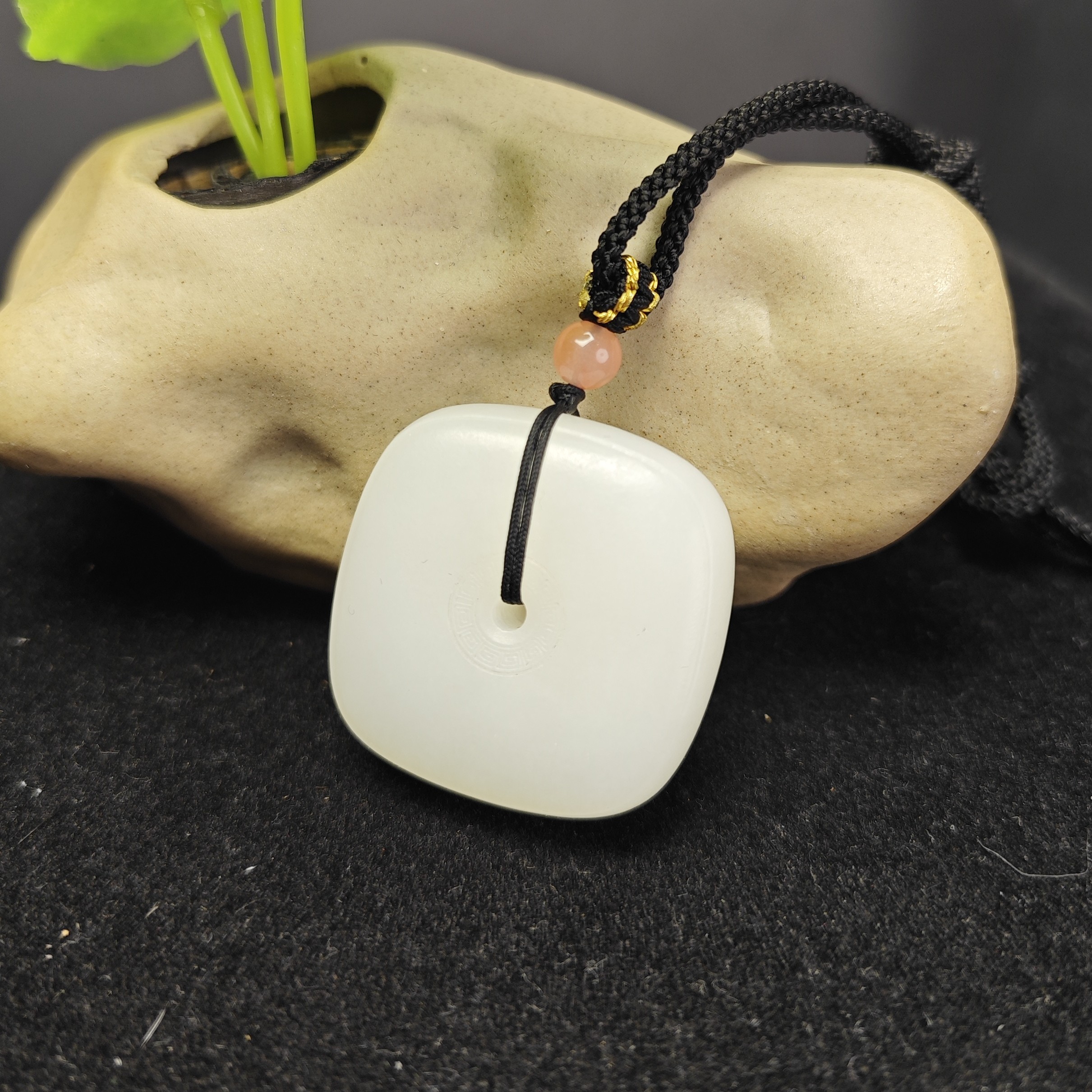 和田玉白玉四方平安扣 时尚百搭精致吊坠