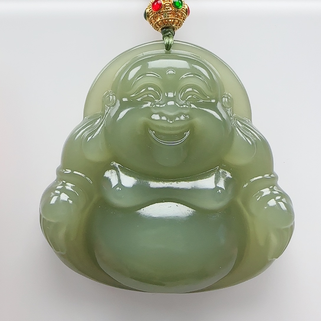 和田玉颈饰足金镶嵌