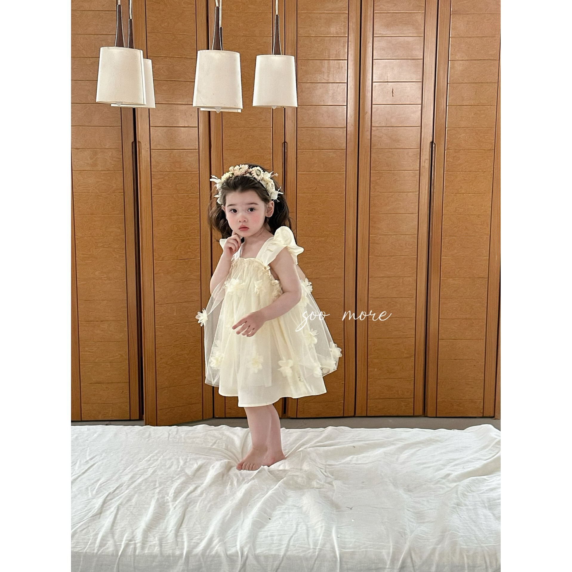 【NO退NO换】欢宝4店-SOO MORE-2025夏-编码0481-6578-飞袖花朵纱裙